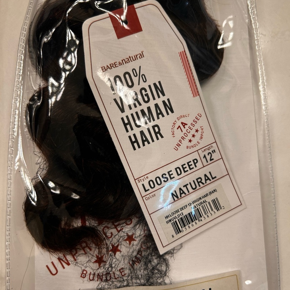 Loose Deep 12" Natural Virgin Human Hair